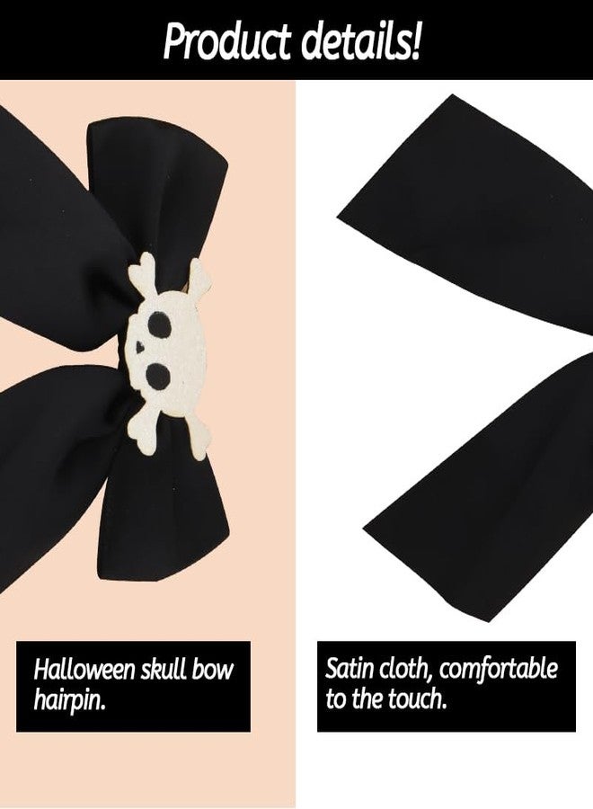 Yreamont Halloween Hair Bow Clips Skull Hair Clip for Women Girls Halloween Costume Accessories for Girls Skeleton Hair Clip Gothic Hair Accessories for Women Cosplay Hair Accessories 2PCS - Image 4